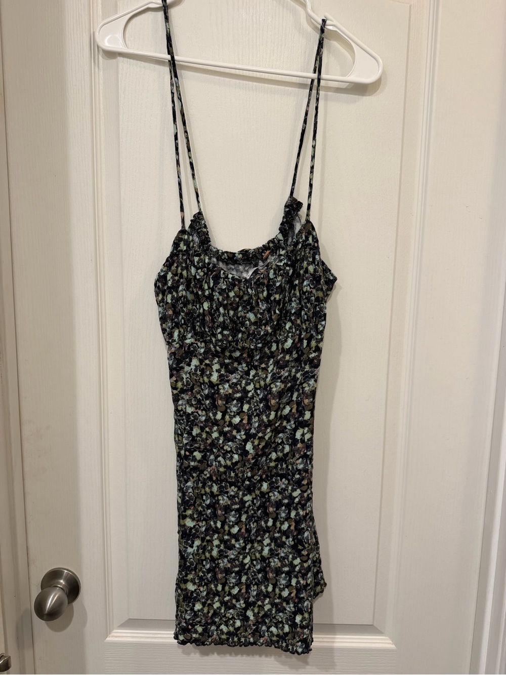 Free People Black Floral Ruched Slip Dress